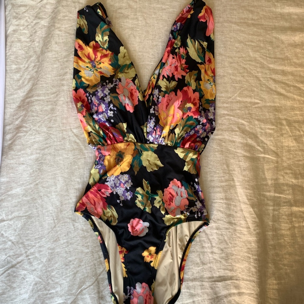 Anthropologie floral print one piece swimsuit